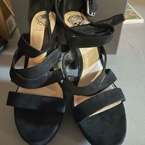 Vince Camuto Womens Catyna Black Ankle Strap Heels